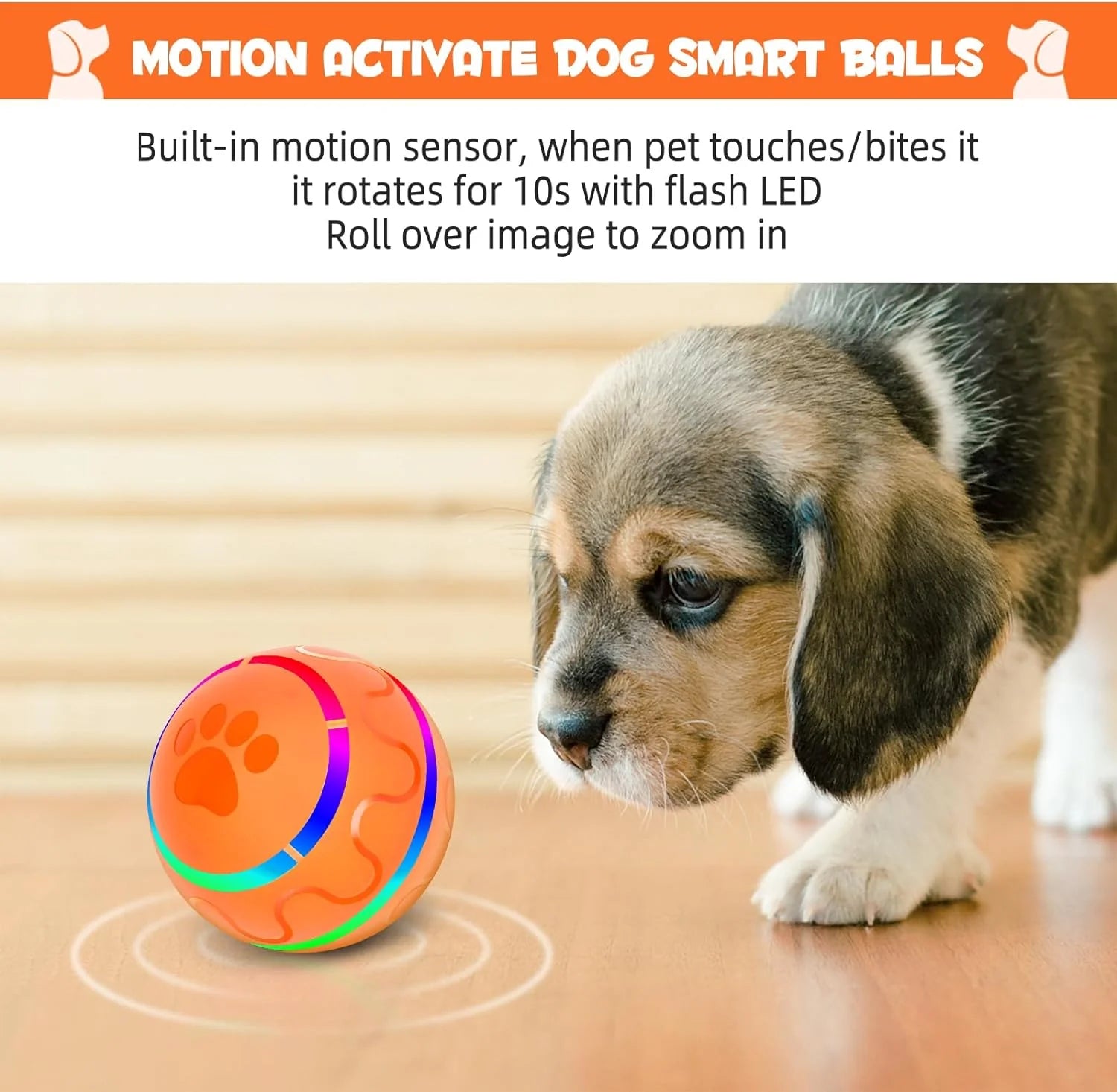  Durable Automatic Rolling Ball with Led Flashing Lights and Motion USB Rechargeable