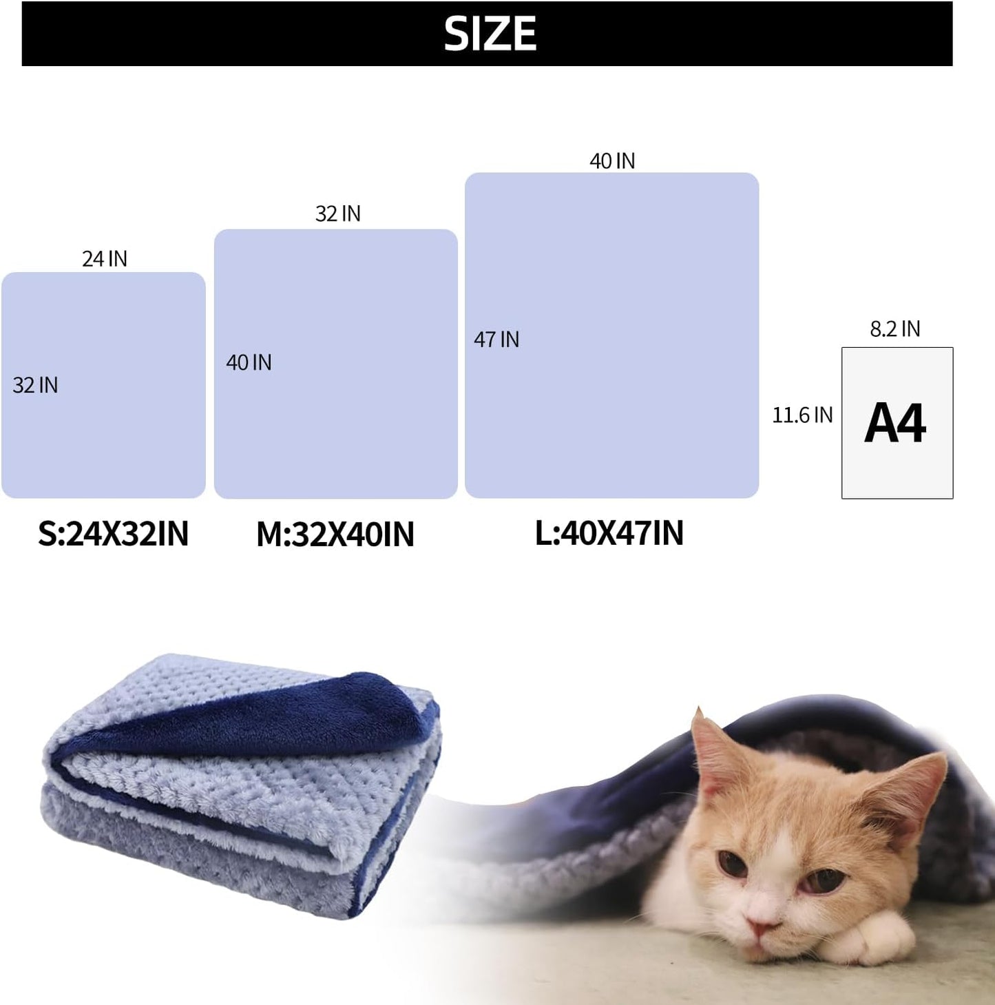 Premium Fluffy Fleece Dog Blanket, Soft and Warm Pet Throw for Dogs & Cats(24X32Inch, Blue)