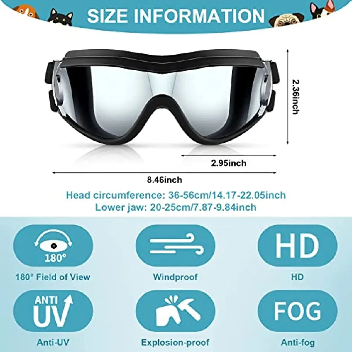  Set of Dog Helmet with Dog Goggles, Dust Wind UV Protection Doggles Dog Motorcycle Helmet