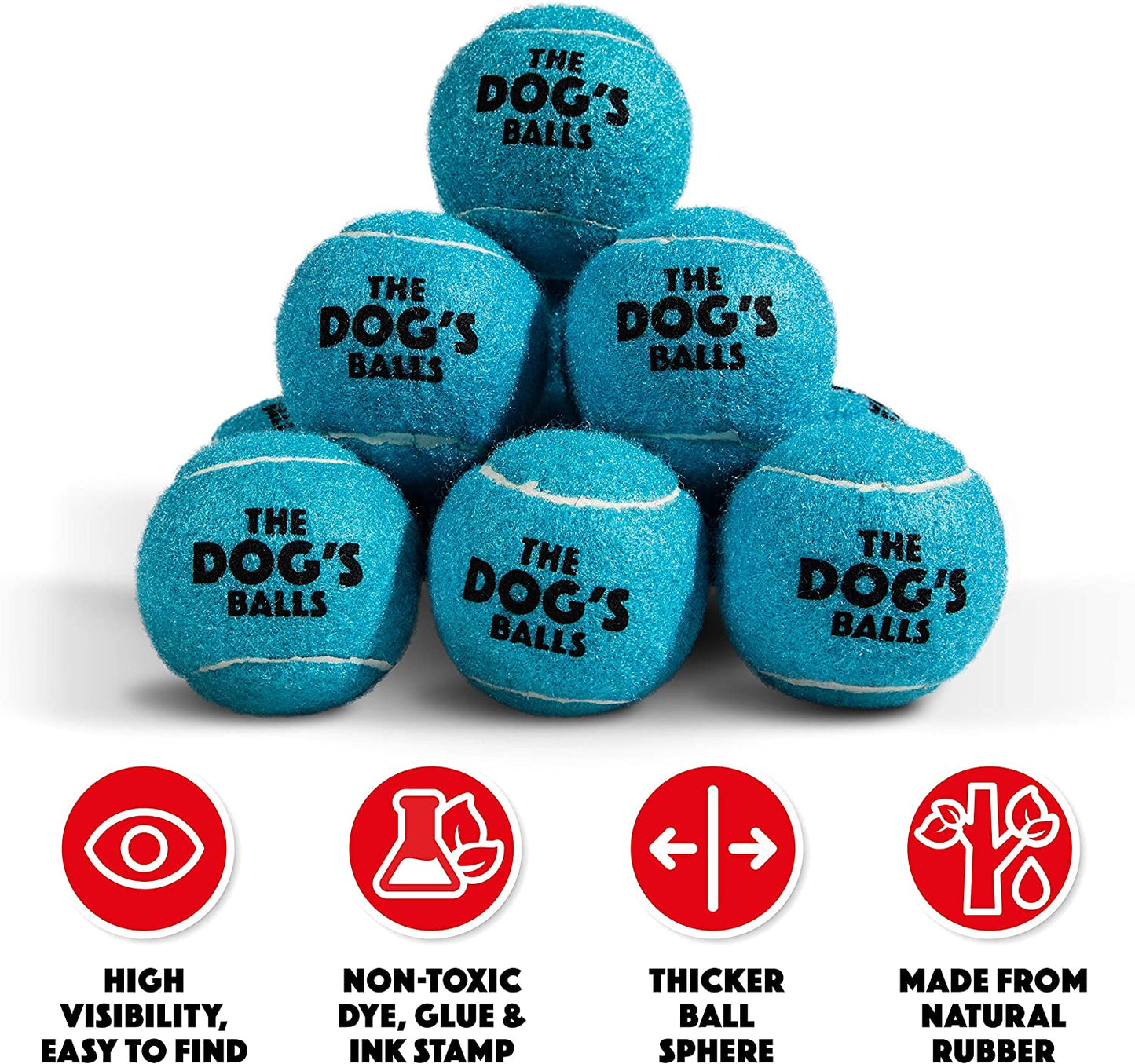 , Dog Tennis Balls, 12-Pack Blue, 2.5 Inches Diameter Dog Toy, Strong Dog & Puppy Ball for Training, Play, Exercise & Fetch