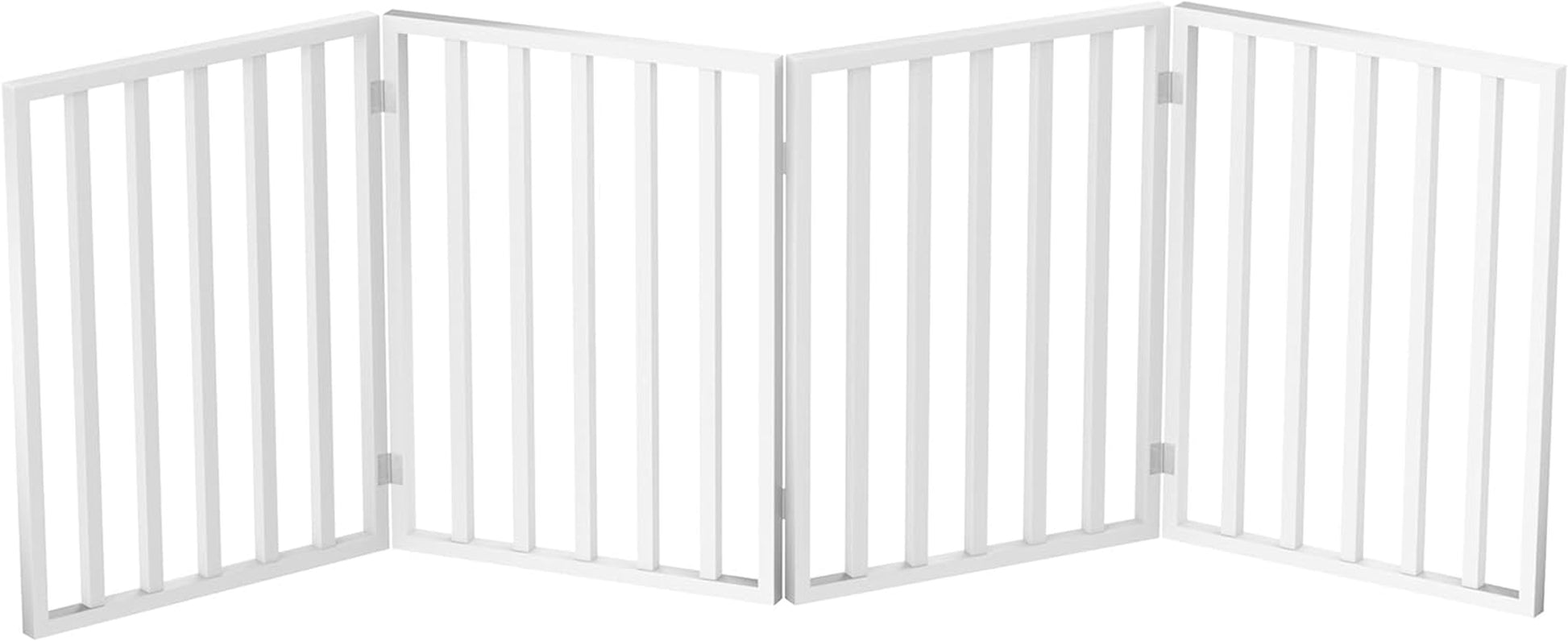 Pet Gate - 4-Panel Indoor Foldable Dog Fence for Stairs, Hallways or Doorways - 72X24-Inch Retractable Wood Freestanding Dog Gates by  (White)