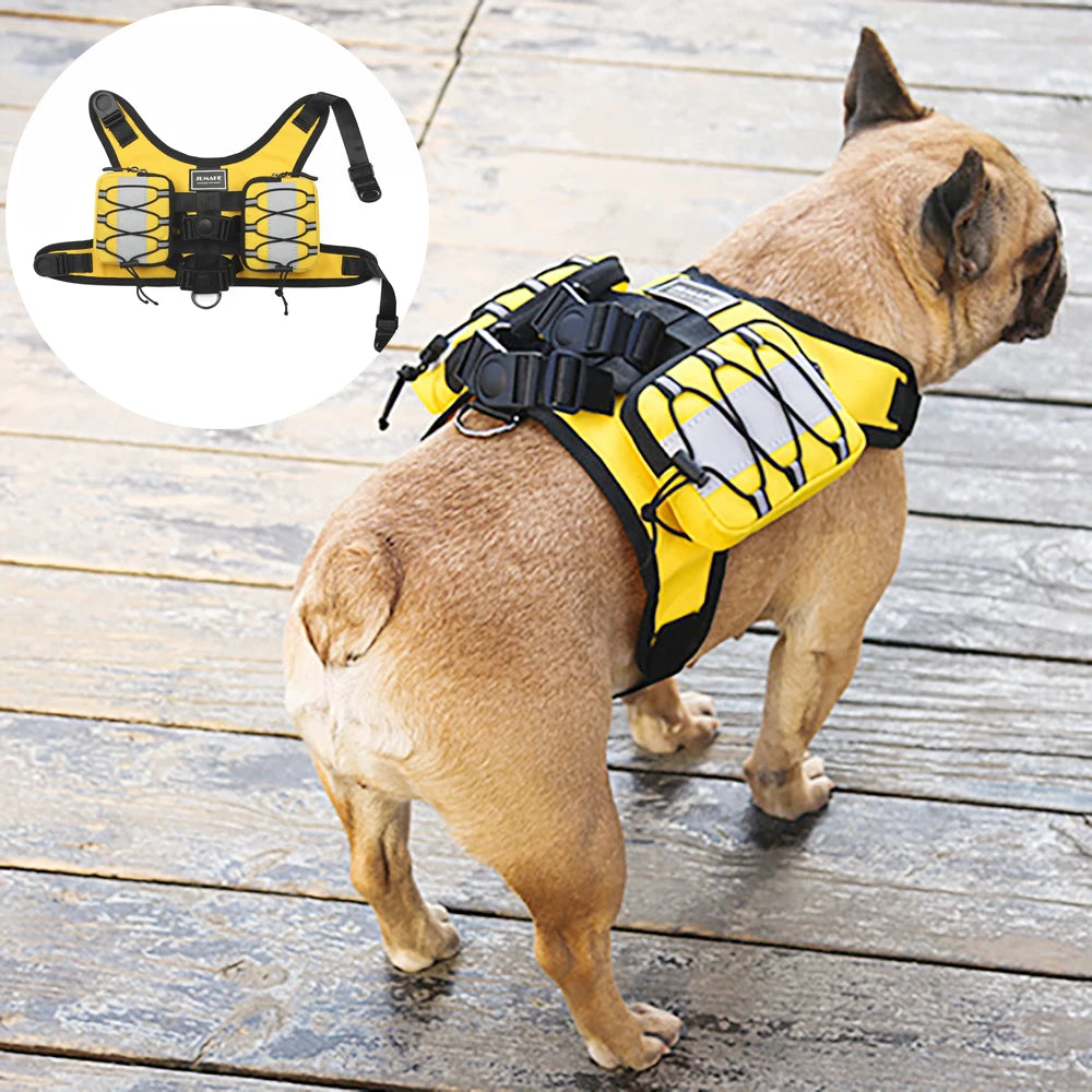 Tactical Dog Harness Backpack Nylon Pet Training Vest with Self Carry Backpack Dog Harness for Small Medium Big Dogs