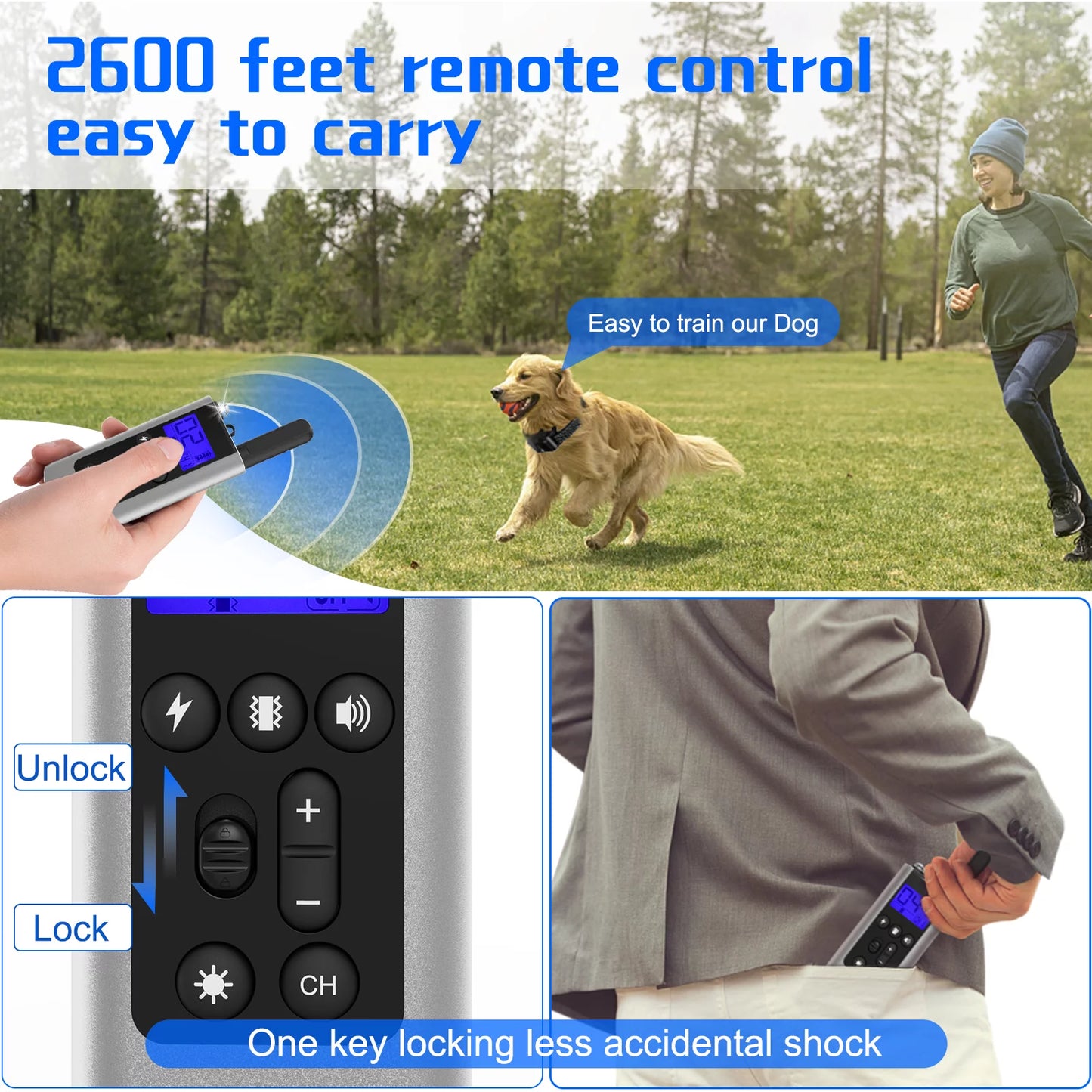 Dog Training Collars, Dog Shock Collars with 2 Receiver and 2 Collars 880Yards Remote, 3 Training Modes Stop Barking Collar for Dogs Perfect Suitable for Small Medium Large Dogs D11T