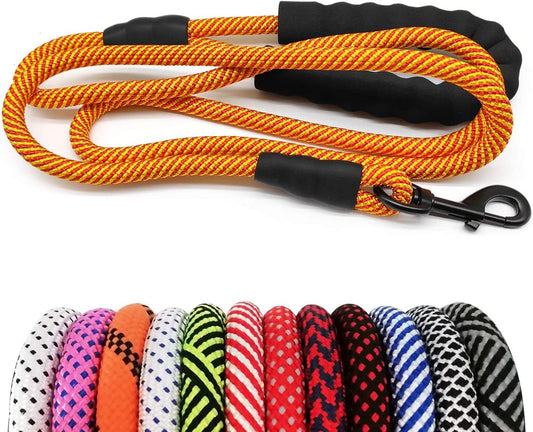  6ft Heavy Duty Rope Dog Leash, Soft Padded Handle 