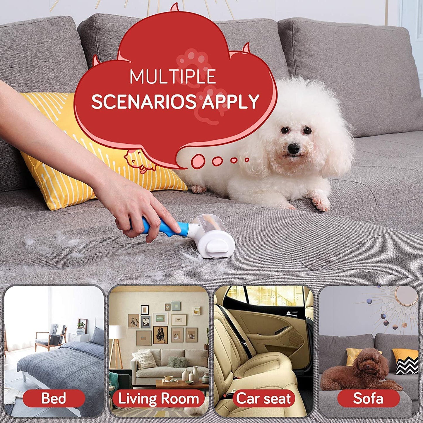 Reusable pet Hair Remover for Furniture Couch Car Seats 