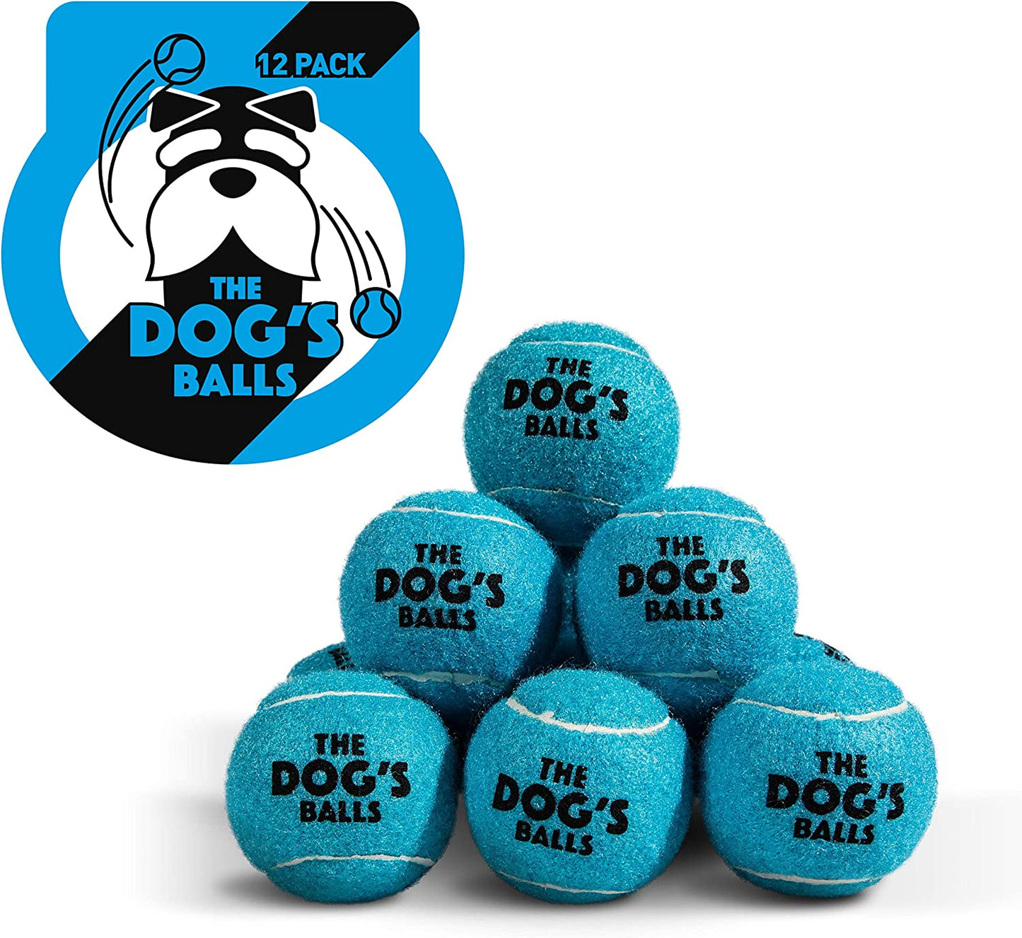 , Dog Tennis Balls, 12-Pack Blue, 2.5 Inches Diameter Dog Toy, Strong Dog & Puppy Ball for Training, Play, Exercise & Fetch