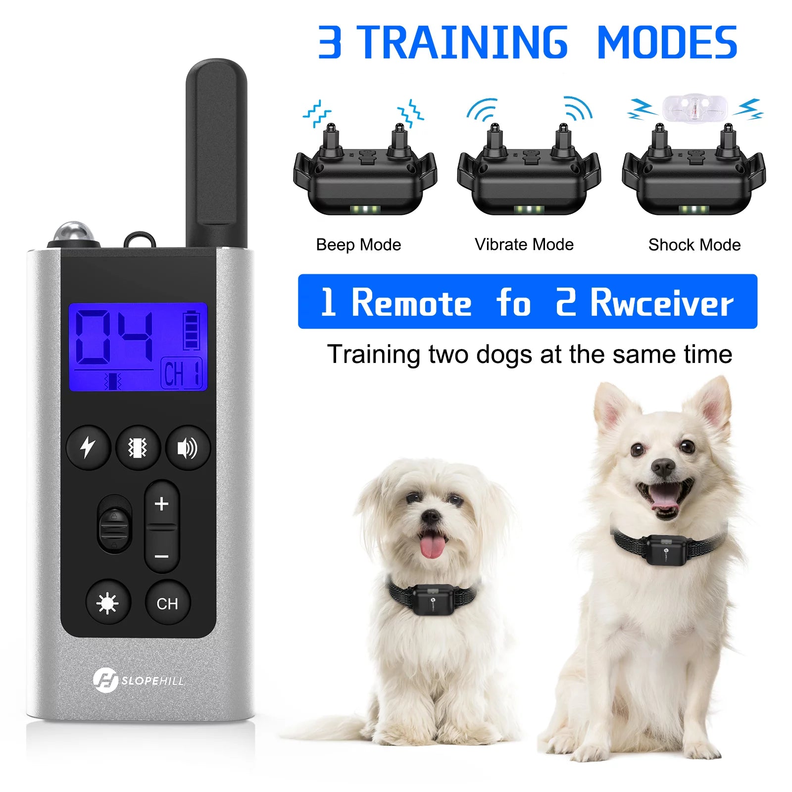 Dog Training Collars, Dog Shock Collars with 2 Receiver and 2 Collars 880Yards Remote, 3 Training Modes Stop Barking Collar for Dogs Perfect Suitable for Small Medium Large Dogs D11T